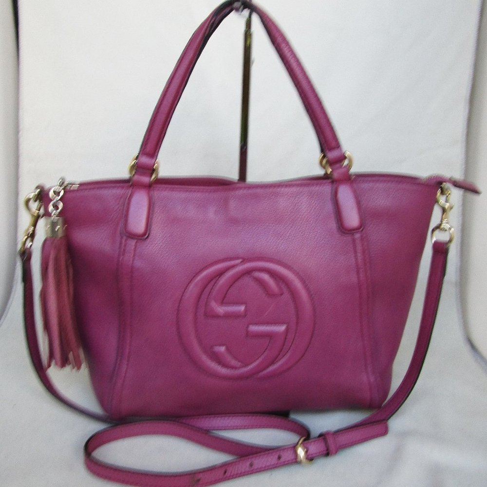 GUCCI PEBBLED CALFSKIN SMALL SOHO TOP HANDLE BAG-100% AUTHENTIC